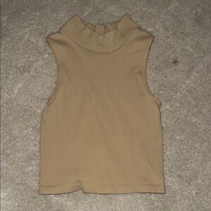 Poof! Tan Sleeveless Fitted Tank Top